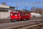 AB RHB Rorschach-Heiden-Bergbahn ABDeh 2/4 24 bei der Ausfahrt richtung Heiden in Rorschach am 28.02.2010. 