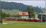AB RHB Rorschach-Heiden-Bergbahn BDeh 3/6 25, B9 Velowagen und drei offene Sommerwagen unterhalb von Heiden. (25.06.2010)