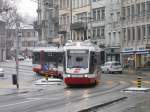 AB TB Trogenerbahn AB/TB - Triebwagen Be 4/8 35 unterwegs in der Stadt St.Gallen am 10.01.2010