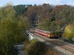 SNCB-Triebwagen 268 der Serie AM65 kurz vor dem Bahnhof Pepinster, ...