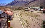 Puente del Inca, Argentinien Januar 2000:  Kleiner schnuckeliger Bahnhof an der Seite der bekannten Naturbrcke.