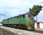 18.4.2012: Lokwechsel in Sirvan. Die TE3 7152 bernimmt den Ex 618 (Baku - Astara)