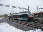 ASm Aare Seeland Mobil asm BTI - Triebwagen Be 2/6 504 vor der Neuen Abstellanlage in Siselen am 29.01.2010