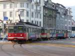 ASm Aare Seeland Mobil asm - Regio mit Triebwagen Be 4/4 304 und Steuerwagen Bt 351 unterwegs in der Stadt Solothurn in Richtung Bahnhof am 07.03.2010
