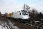 Auslandische Loks 183 701 mit einem Contaierzug in Hannover Limmer am 20.02.2010. Kann mir jemand sagen f�r wen die Lok f�hrt.