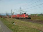 DB Br 185 116-1 mit Güterzug am 28.11.09 in Waltenschwil. ... DB Br 185 116-1 mit Güterzug am 28.11.09 in Waltenschwil. ...