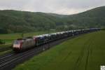 Die Crossrail 185 592-3 bef�rdert bei regnerischem Wetter am 19. ...
