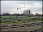 Bahnubergange Bahn�bergang 'Am Fallhammer' im D�sseldorfer Hafen
Rechts vom �berwachungssignal befindet sich eine 'Schienen-Schienen-Kreuzung', die jedoch so nicht mehr genutzt wird.