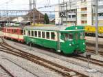 BAM Chemin de fer Biere-Apples-Morges 17-06-2010 im Bf. Morges : Be 4/4 15 (ex-YStC) und steuerwagen Bt 53
