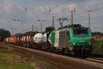 437 002 mit einem Containerzug in Hilden am 04.09.2010  ...