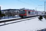 BD Bremgarten - Dietikon Bahn Der letzte Zug, den ich am 30.1.10 abgelichtet habe, wurde mit dem Be 4/8 25 gef�hrt. Das Bild entstand in der N�he der Station Zufikon Belv�d�re.