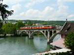 BD Bremgarten - Dietikon Bahn BD - Triebwagen BDe 8/8 1 zusammen mit demn Triebwagen BDe 8/8 2  unterwegs in Bremgarten am 29.05.2010
