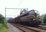 SNCB 5407 im Maastal südlich von Namur, 16.06.1987.