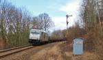 76 111 zu sehen am 28.02.17 in Pößneck mit dem Schrottzug von Cheb/Cz nach Könitz zum Stahlwerk Thüringen. 