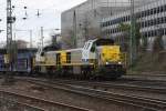 Zwei Dieseloks der 78er von SNCB kommen mit einem Autoleerzug aus Montzen/Belgien und fahren in Aachen-West ein.
6.2.2011