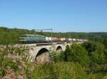 2019 mit einem langen Gterzug am spten Samstagnachmittag auf dem Viadukt von Remersdael. Aufgenommen am 30/08/2008.