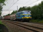 SNCB-Lok 2605 bringt einen leeren Autozug nach Montzen. Aufgenommen am 20/08/2008 bei Warsage.