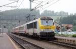 3019 erreicht mit einem Zug aus Belgien den Bhf von Troisvierges.
