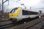 Lok Nr. 1357 der SNCB verlsst gerade mit dem IC nach Oostende den Bahnhof Eupen.
Sonntag 14.3.2010 