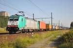 hle 2842 mit Containerzug in der Nhe von Bahnhof Antwerpen-Luchtbal am 11.08.2012  