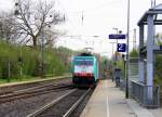 Ein Nachschuss von der Cobra 2814 fährt als Lokzug aus Richtung Neuss,Herzogenrath und durch Kohlscheid und in Richtung Aachen-West am Abend vom 3.4.2014.