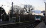 Ein Nachschuss von der Cobra 2843 fährt als Lokzug aus Richtung Neuss,Herzogenrath und durch Kohlscheid und in Richtung Aachen-West bei schönem Sonnenschein am Morgen vom 13.1.2015.