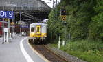 Ein Triebzug der SNCB 643 von Aachen-Hbf nach Spa-Géronstère(B) bei der Abfahrt in Aachen-Hbf und fährt in Richtung Belgien. 
Aufgenommen vom Bahnsteig 9 vom Aachen-Hbf.  
Bei Regenwolken am Nachmittag vom 11.9.2017.