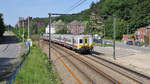 Eine Doppelgarnitur von AM66 mit der 627 in Front auf dem Weg nach Liège-Guillemins. Aufgenommen am 17/05/2018 von der Fußgängerbrücke in Hermalle s/Argenteau bei Visé.