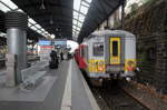 in Triebzug der SNCB 643 von Aachen-Hbf nach Spa-Géronstère(B) und wartet auf die Abfahrt nach Belgien.