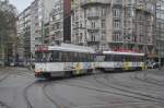 PCC 7160 und 7154 von DE LIJN Antwerpen Richtung Olympiade aufgenommen 07.11.2015 am Haltestelle Harmonie