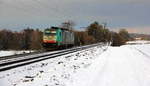 Die Cobra 2838 kommt als Lokzug von Aachen-West nach Belgien und fährt die Gemmenicher-Rampe hoch. 
Aufgenommen an der Montzenroute am Gemmenicher-Weg. 
Bei Sonne und Schnee am Kalten Nachmittag vom 31.1.2019.