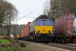 Die Class 66 DE6309 von Crossrail kommt die Gemmenicher-Rampe herunter nach Aachen-West mit einem MSC-Containerzug aus Antwerpen-Krommenhoek(B) nach Germersheim(D).