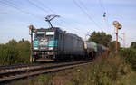 186 293-7 von Lineas kommt aus Richtung Aachen-West und fährt die Gemmenicher-Rampe hoch mit einem gemischten Güterzug aus Köln-Gremberg(D) nach Antwerpen-Noord(B) und fährt in Richtung Montzen/Belgien. 
Aufgenommen an der Montzenroute am Gemmenicher-Weg. 
Bei Sommerwetter am Nachmittag vom 19.9.2019.