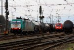 Die Cobra 2804 fhrt mit einem Kesselzug aus Ludwigshafen-BASF nach Antwerpen-BASF bei der Ausfahrt von Aachen-West bei Wolken am 18.3.2012.