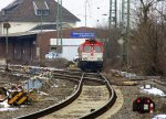 Die Class DE6312  Alix  von Crossrail steht mit Motor an auf dem Abstellgleis  in Aachen-West bei Wolken am 3.3.2013.