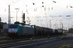 Die Cobra 2813 fhrt mit einem langen Kesselzug aus Ludwigshafen-BASF nach Antwerpen-BASF(B) bei der Ausfahrt aus Aachen-West und fhrt in Richtung Montzen/Belgien am einem schnem Sommerabend in der