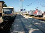 bergen-rugen W�hrend der PRESS VT650 032 den ganzen Tag zwischen Bergen/R�gen und Lauterbach Mole pendelte,konnte 101 144 mit dem IC Binz-K�ln durch die ganze Republik fahren.In Bergen/R�gen kam es zum treffen von 101 144 und dem PRESS VT 650 032.