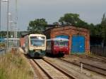 bergen-rugen W�hrend PRESS VT650 032 nach Lauterbach Mole fuhr,blieb der LVT am 22.Juli 2010 in Bergen/R�gen.