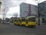 berlin Stra�enbahnlinie 21 nach S-Bahnhof Sch�neweide an der Haltestelle Betriebshof Lichtenberg.(8.3.2010)