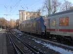 bonn Die Seitenansicht der BR101 als Europa-Lok am 16.2.10 im Bonner HBF.