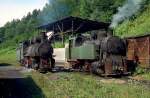 Im Sommer 2005 treffen sich die 1948 von Duro Darkovic gebaute 83-158 und die ein Jahr jüngere CKD-25-33 auf der 760 mm-Bahn der Zeche Banovici