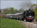 01 118 ist bei Untersteinbach mit ihrem Sonderzug von Frankfurt(Main) ...