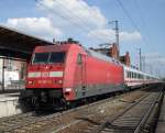 BR 101 mit Zugen 101 143-6 mit IC 144 von Berlin-Ostbahnhof nach Schiphol(Airport)kurz vor der Ausfahrt im Bahnhof Stendal.(06.04.10) 