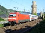 BR 101 mit Zugen 101-022 durchf�hrt am 15.7.10 mit dem versp�teten EC 114 'W�rther See' Oberwesel.