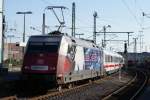 BR 101 Werbelokomotiven 101 070-1 'Adler Mannheim' mit einem IC in D�sseldorf Hbf am 24.06.09