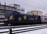 BR 101 Werbelokomotiven Ah, wie gut das wir noch einen abstecher zum Regensburger Hbf machen konnten. Weil so konnten wir die 101-101 Bildlich auf einen Chip brenne. 
So f�gt sich die n�chste Werbelok in meinem Fotoalbum hinzu. 
(04.01.2010, Rgb Hbf)