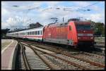BR 101 Werbelokomotiven 101 047 zieht am 14.8.2006 den IC 2172 von Heidelberg nach Stralsund und konnte beim Zwischenhalt in Weinheim fotografiert werden