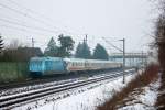 BR 101 Werbelokomotiven 101 016 in Ahlten am 6.2.2010.