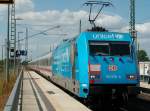 BR 101 Werbelokomotiven F�r ein paar Stunden gab 101 016 wieder einmal ein kurzes Gastspiel auf R�gen.Am 19.Juli 2010 kam Sie,mit IC 2184 aus Hannover,in den Bahnhof Bergen/R�gen eingefahren um dann weiter nach Binz zufahren.