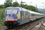 BR 101 Werbelokomotiven Die Europa 101 101-4 zieht einen IC durch Wuppertal Vohwinkel am 24.07.2010